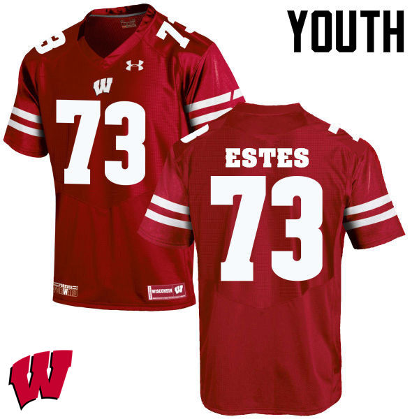 Wisconsin Badgers Youth #73 Kevin Estes NCAA Under Armour Authentic Red College Stitched Football Jersey IO40Z60TM